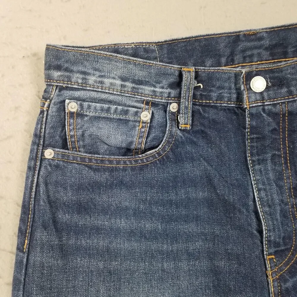 Levis 502 Jeans Mens 33x32 Blue Medium Wash Wellthread Tapered Leg Stretch Denim